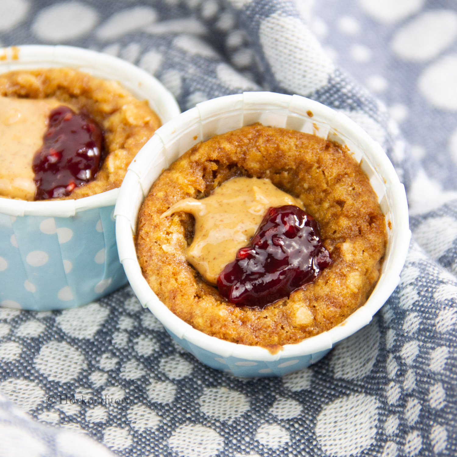 Oat Muffins with Peanut Butter and Jam