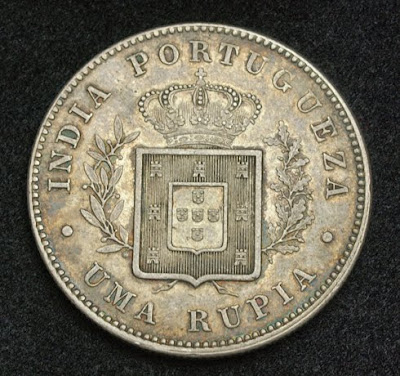 Portuguese India silver Rupee Coin Monedas