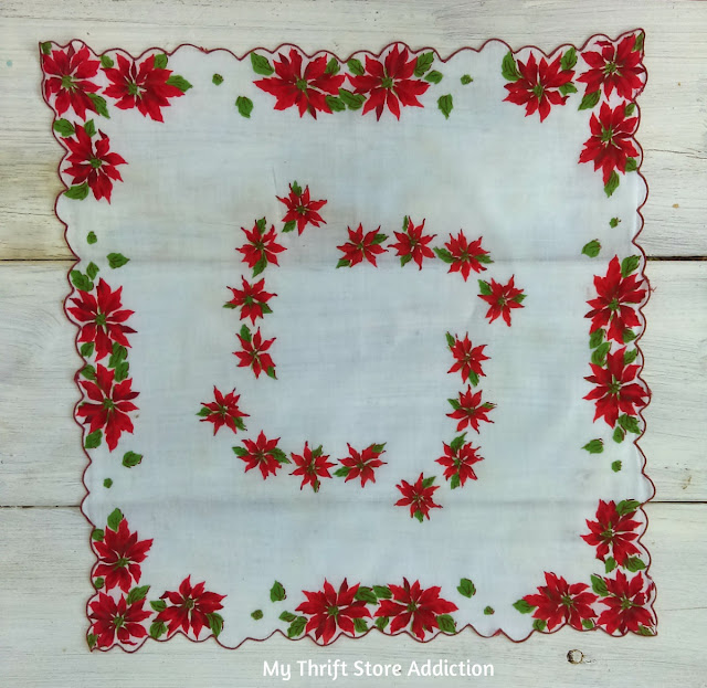 vintage poinsettia hankie