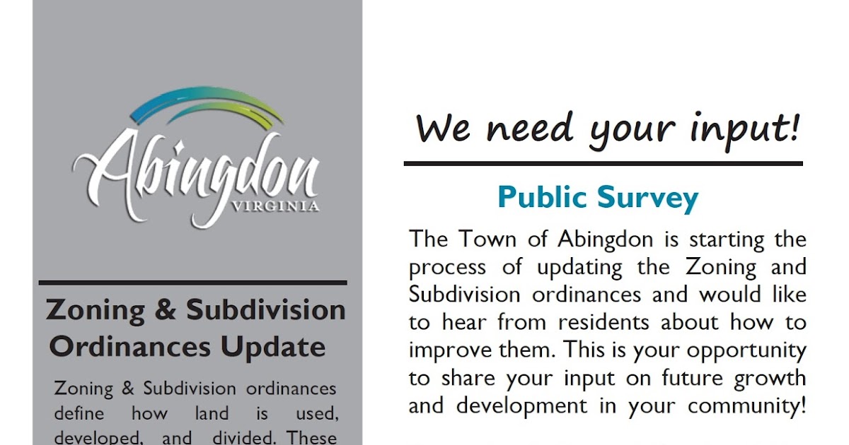 Town of Abingdon, Virginia Public Survey for Zoning and Subdivision