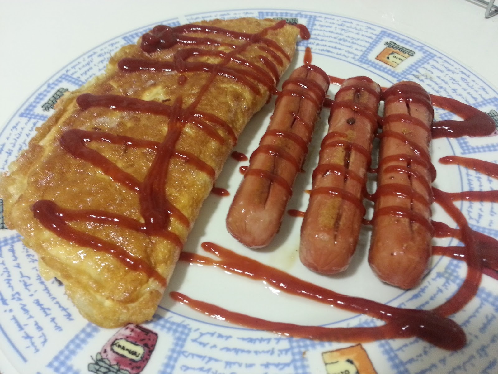 La Cocina de Rebeca Tortilla francesa con arroz, queso y salchichas