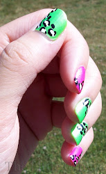 leopard neon colors nail