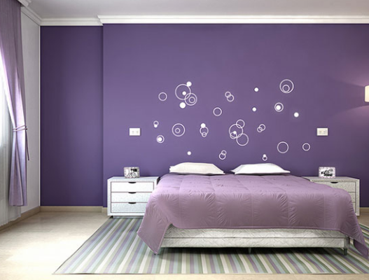 Contoh desain kamar tidur minimalis warna ungu - Dekorumahq