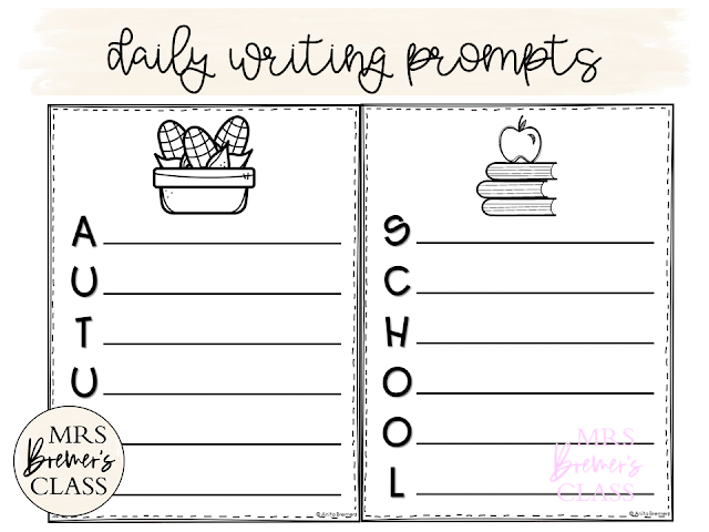 September writing templates for daily journal writing or a writing center in Kindergarten First Grade Second Grade