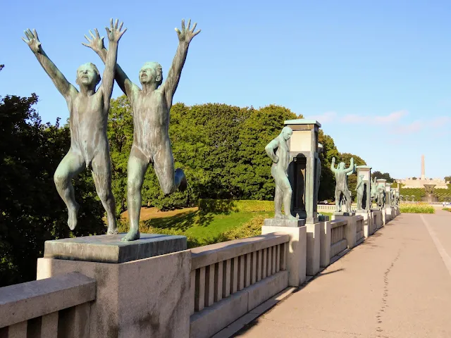 Sculptures in Vigeland Park in Oslo at the end of a 2 week Norway road trip itinerary