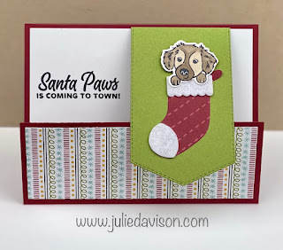 Stampin' Up! Sweet Little Stockings Santa Paws Christmas Card + Video ~ www.juliedavison.com #stampinup July-December 2021 Mini Catalog