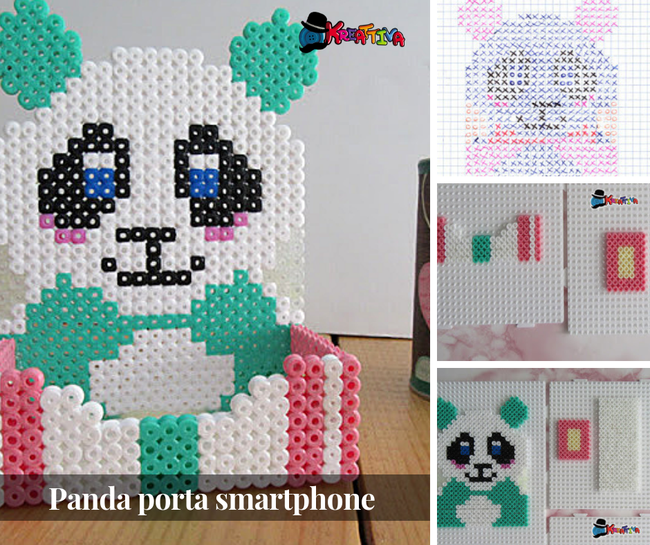 Panda porta cellulare con perline da stirare - Kreattivablog