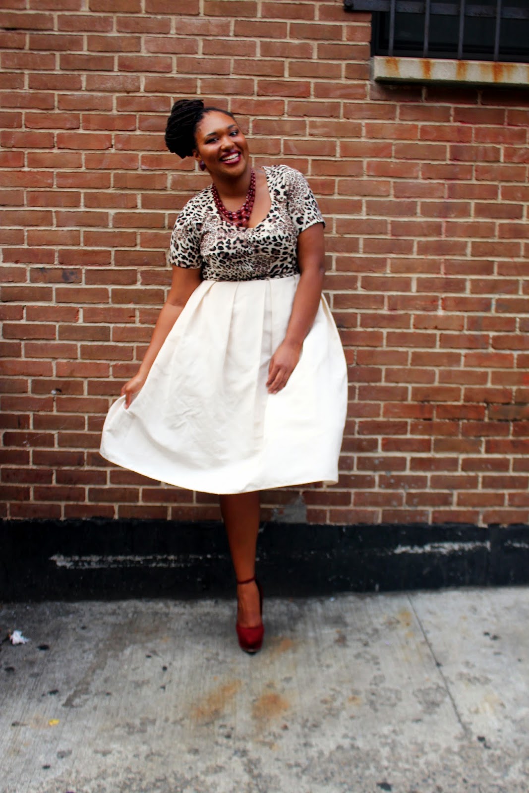 Leopard Print Crop top plus size midi skirt oxblood wedges