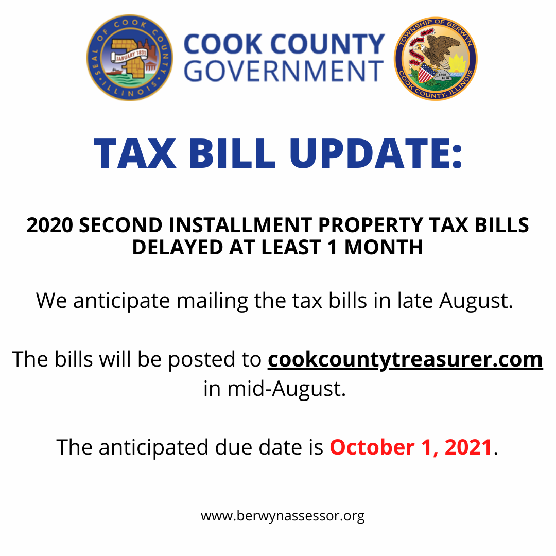 News Releases 2020 SECOND INSTALLMENT PROPERTY TAX BILLS BILLS TO BE