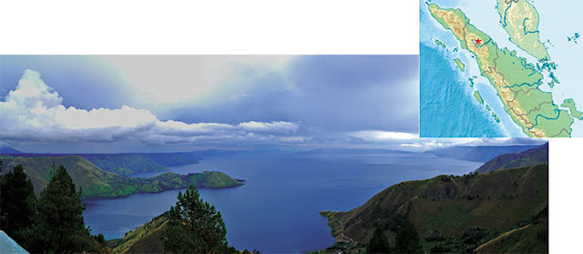 В результате извержения супервулкана Тоба на севере центральной части острова Суматра в Индонезии образовалось озеро Тоба (на фото) — самое крупное вулканическое озеро на Земле