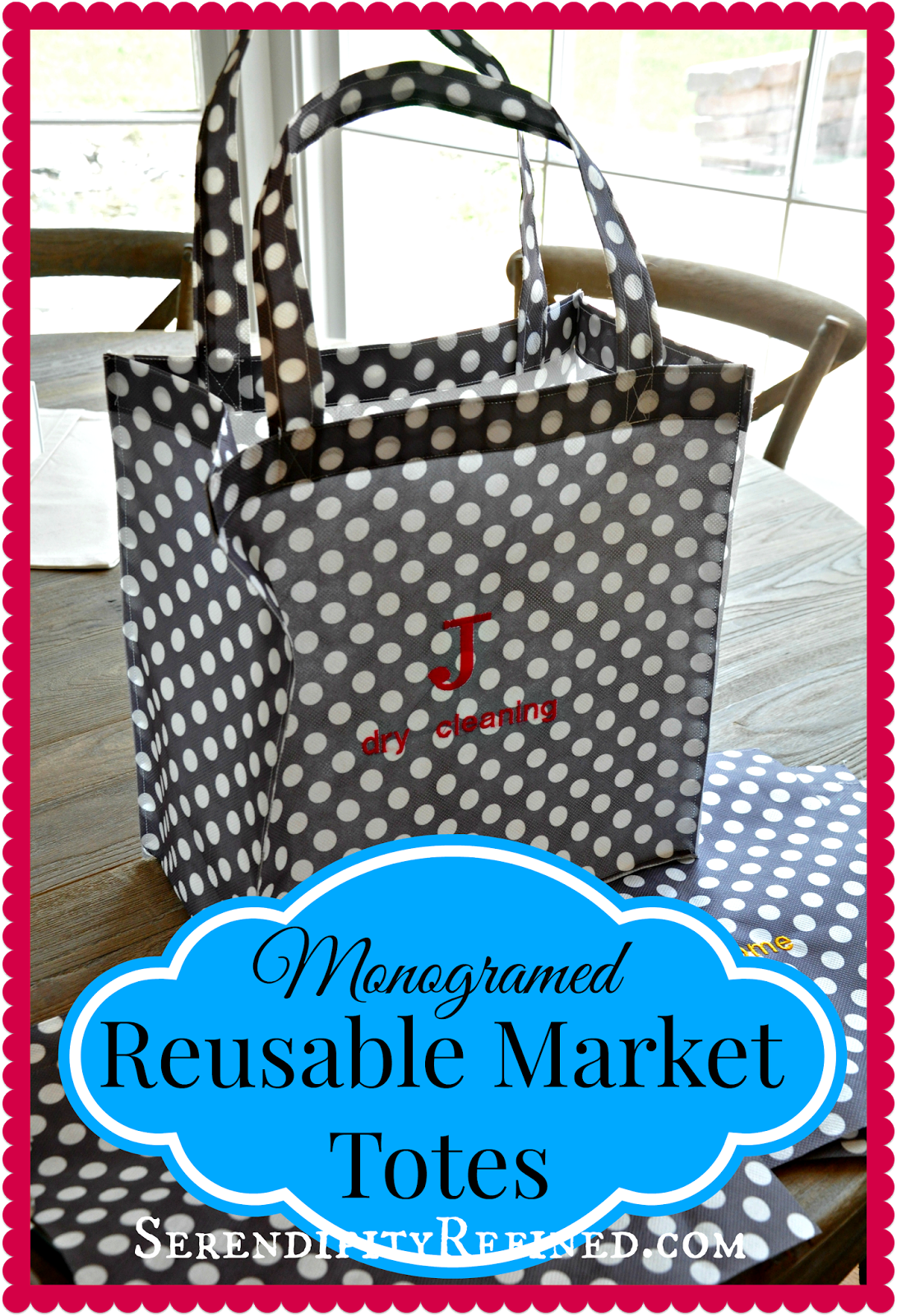 Monogrammed Reusable Market Tote Bags