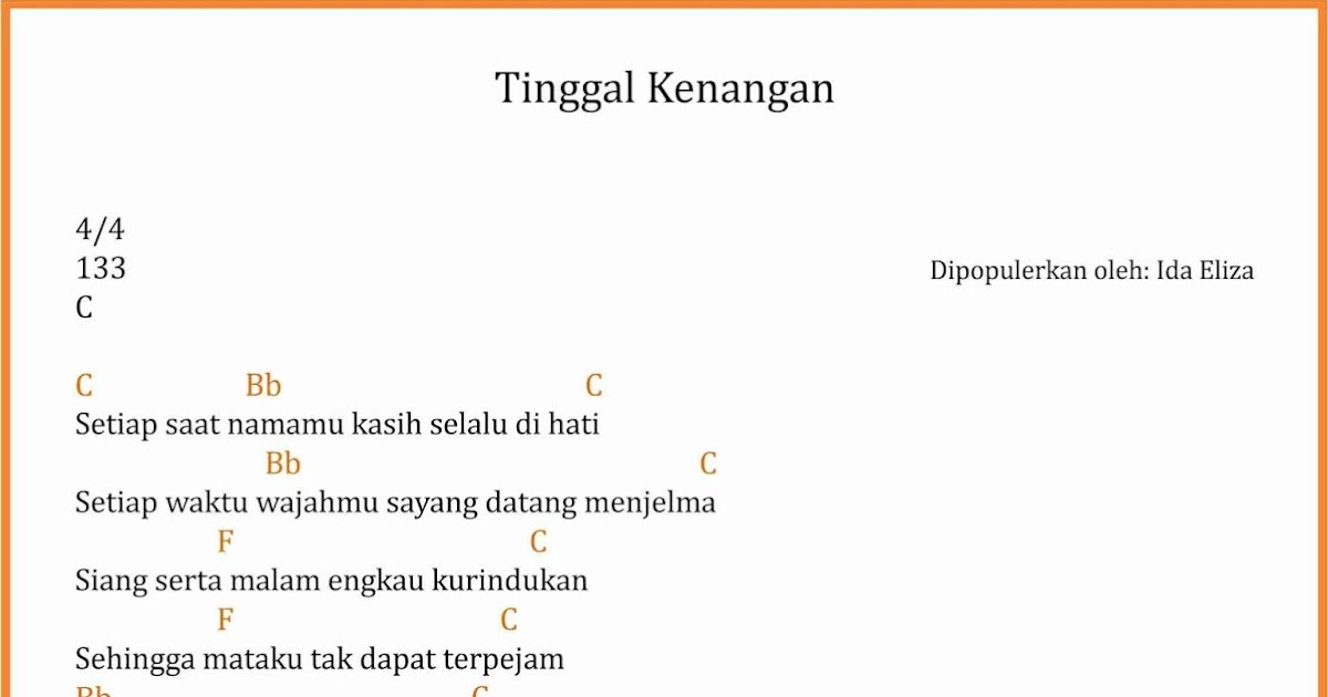 Chord Lagu Tinggal Kenangan Ida Eliza Sekitar Musik