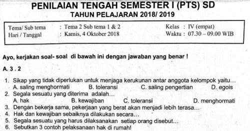 Soal Ulangan Pts Kelas 4 Tema 2 Subtema 1 2 Sekolahdasar Net