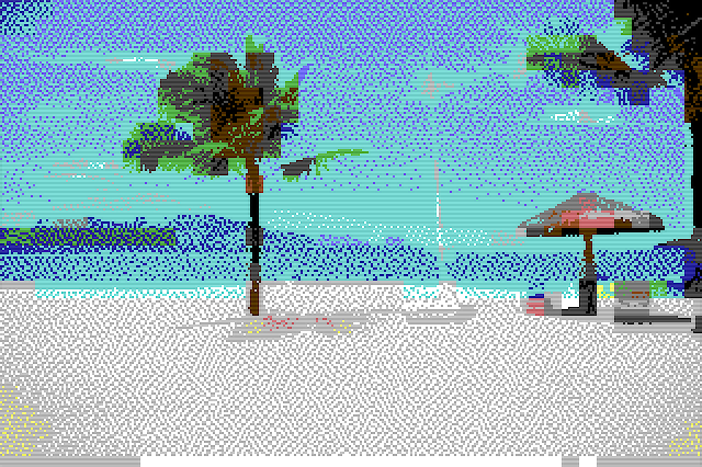 Commodore 64 art beach scene pixel art