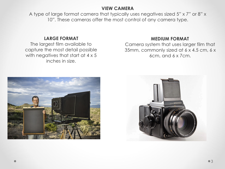 creative photography i 35mm film camera vocabulary words what is the largest format of film stock