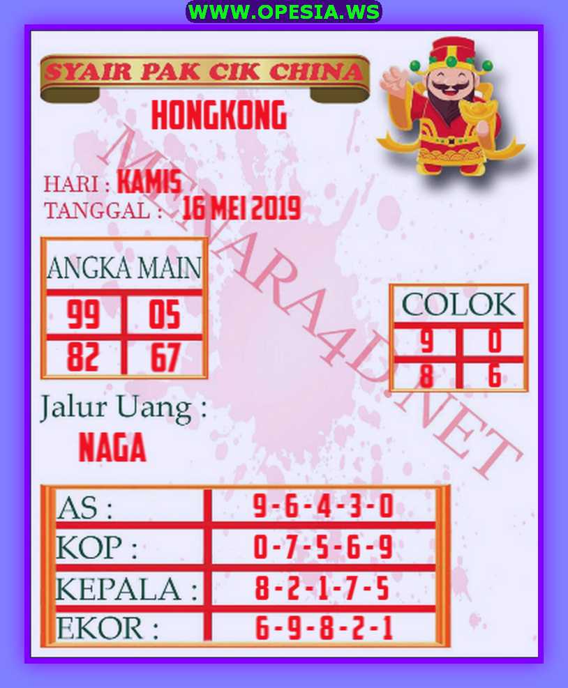 Kode syair hk Kamis 16 Mei 2019 GOsyair SEDIA KODE SYAIR