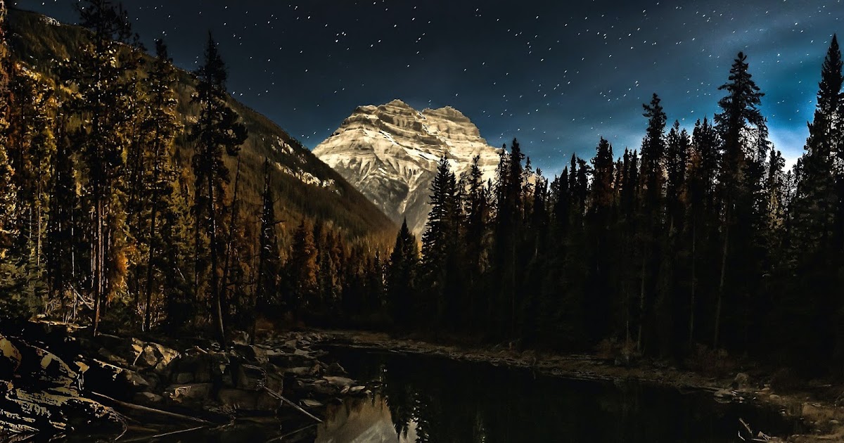 HD Wallpaper Night Starry Sky, Lake, Mountain, Forest