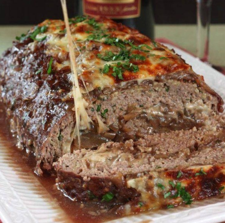 French Onion Soup Stuffed Meatloaf