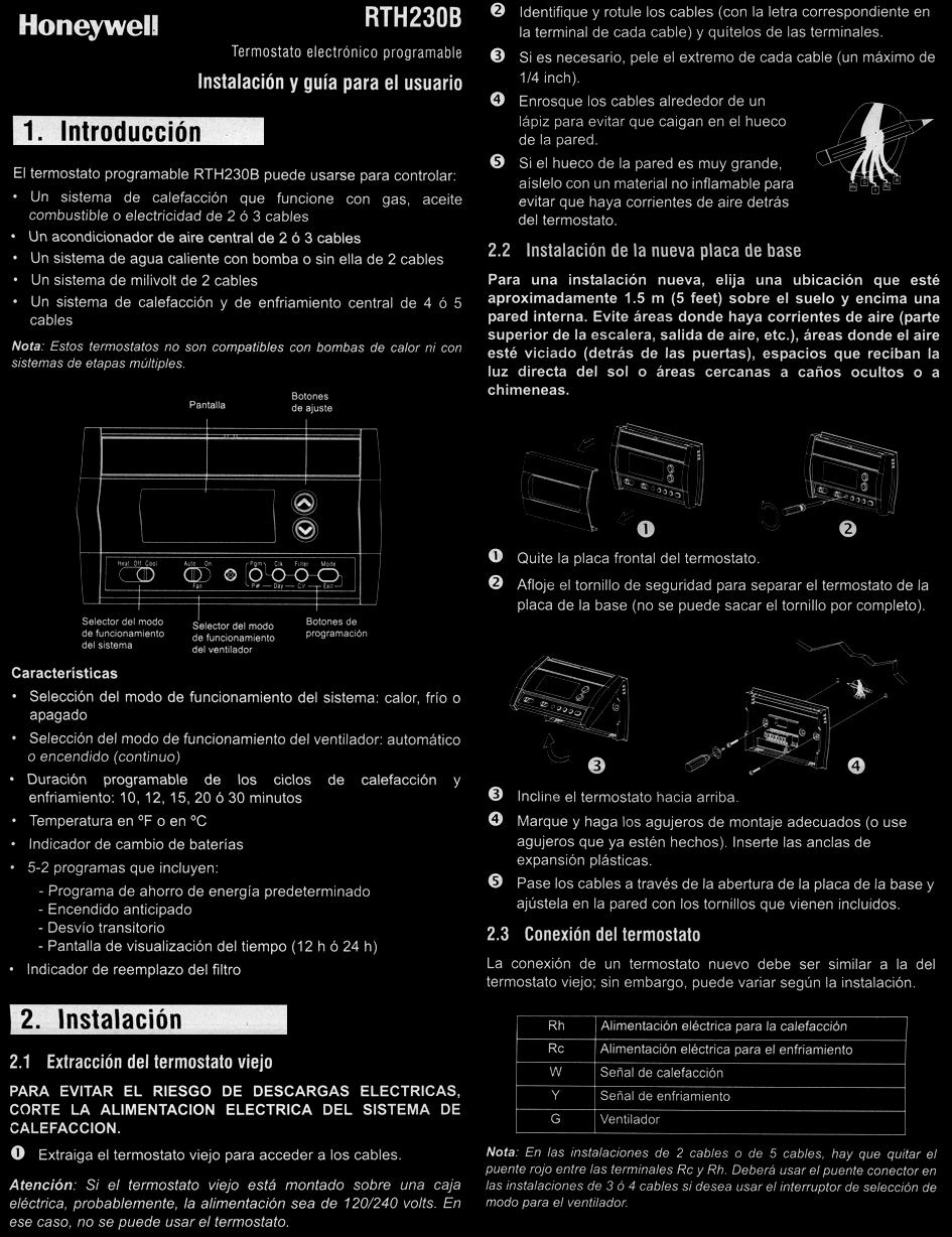 RTH230B HoneyWell Thermostat/Manual