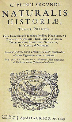Frontispício da História Natural, em uma edição de 1669