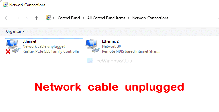 Cable de red desconectado