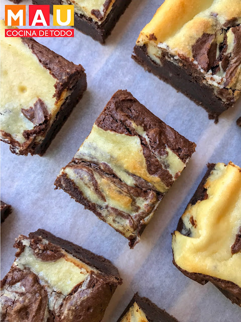 mau cocina de todo receta brownies queso crema philadelphia cheesecake marmoleados facil chocolatosos