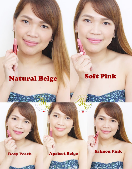 a photo of Maybelline Rosy Matte by ColorSensational Natural beige, Soft Pink, Rosy Peach, Apricot Beige and Salmon Pink