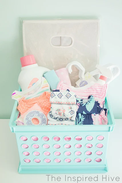 Laundry themed baby shower gift basket