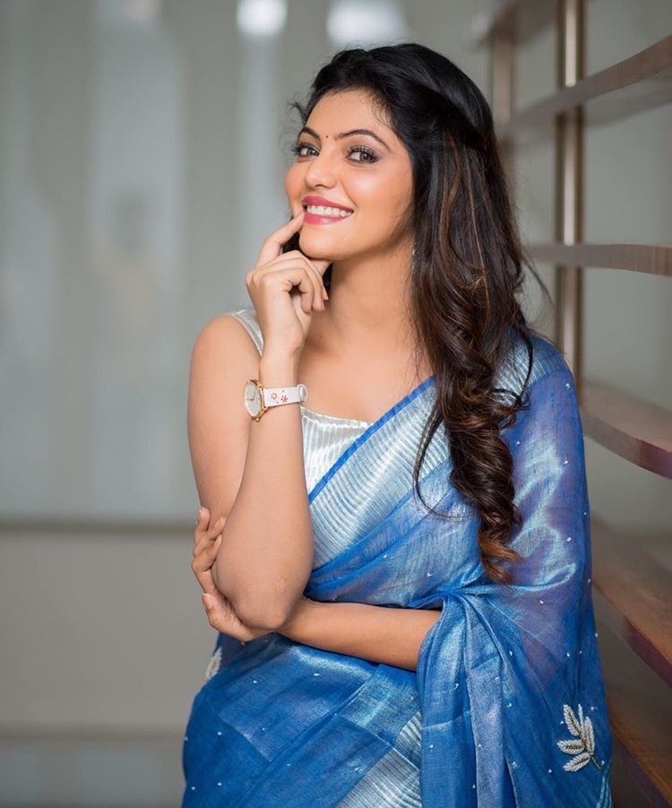 Athulya Ravi latest photos in blue saree | Indian Filmy Actress