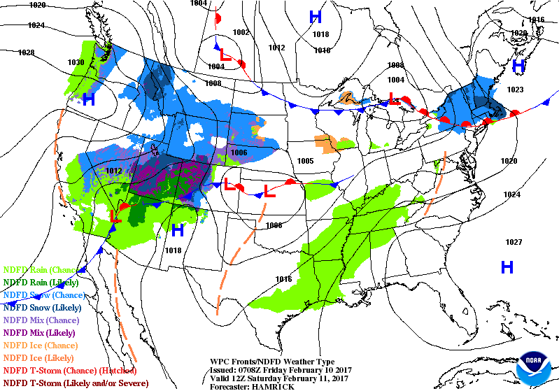 National Surface Map for Saturday Feb 11th at 7 am National Surface Map for Saturday Feb 11th at 7 am