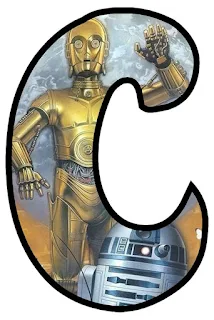 Letras con R2D2 y C3PO de la Guerra de las Galaxias. Star Wars R2D2 and C3PO Letters.