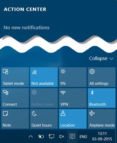 Disabilita il Centro notifiche e azioni in Windows 10