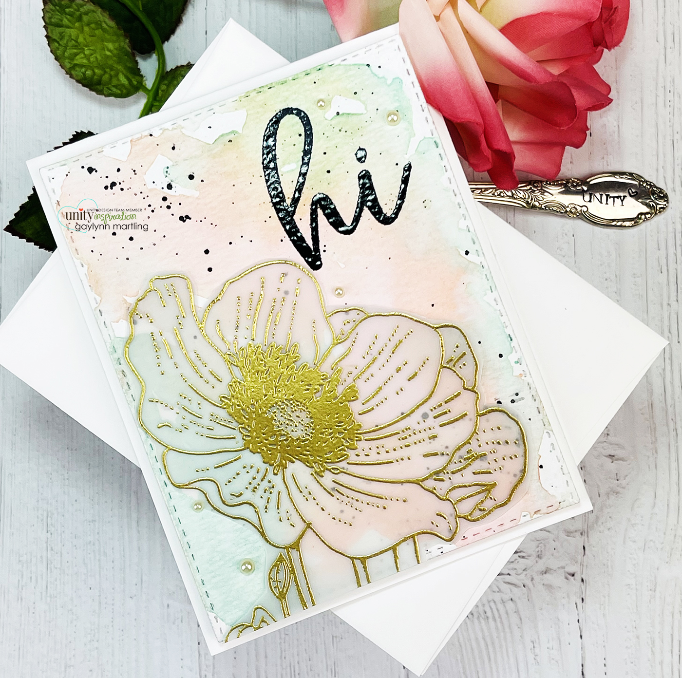 Neat Nook Creations Gold embossed vellum watercolor floral card tutorial