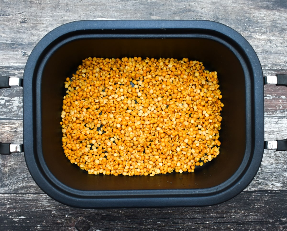 Scottish Slow Cooker Split Pea Soup vegan recipe Tinned Tomatoes