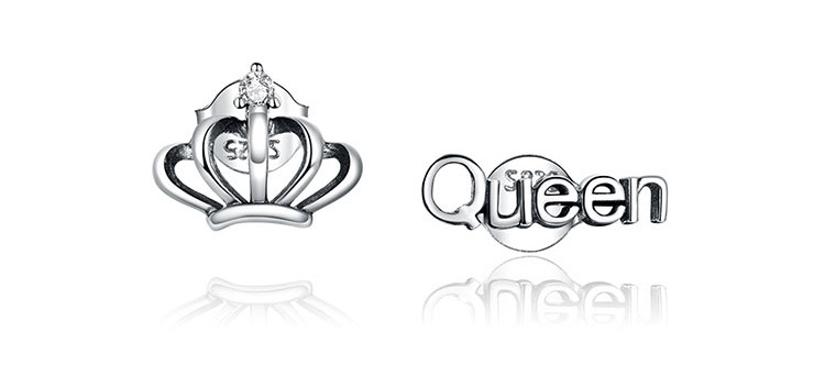 不對稱風 Queen女王 925純銀耳環