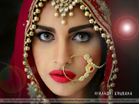 himanshi khurana, bigg boss 13 contestants, wallpaper hd, gorgeous [indian actress] full face image in dulhan [bridal] outfit, makeup, big nose ring