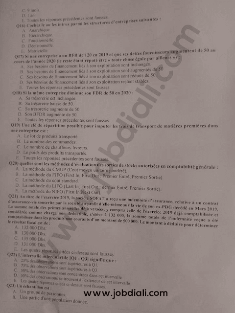 Exemple Concours Administrateur 3ème grade - CHU Mohammed VI Marrakech
