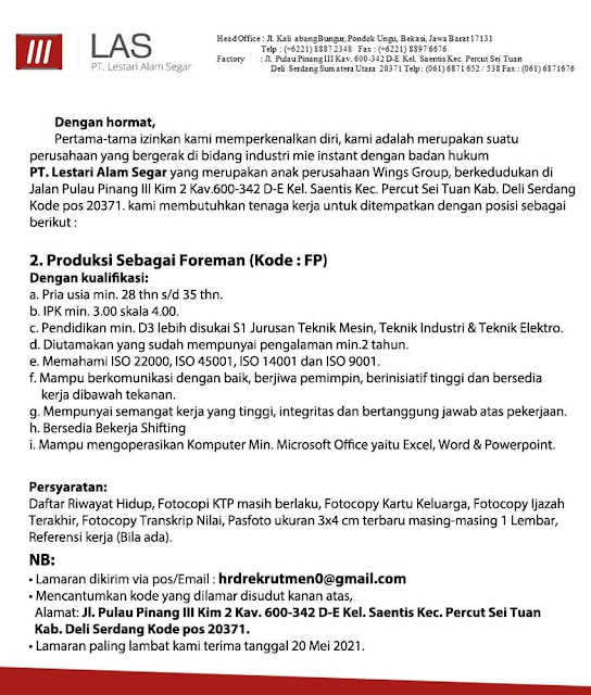 Pt Lestari Alam Segar Las