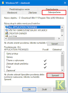 vlastnosti zabezpečenie spresniť