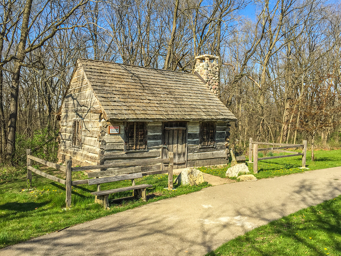 A vintage cabin in the Robert O Cook Memorial Arboretum on the Ice Age Trail