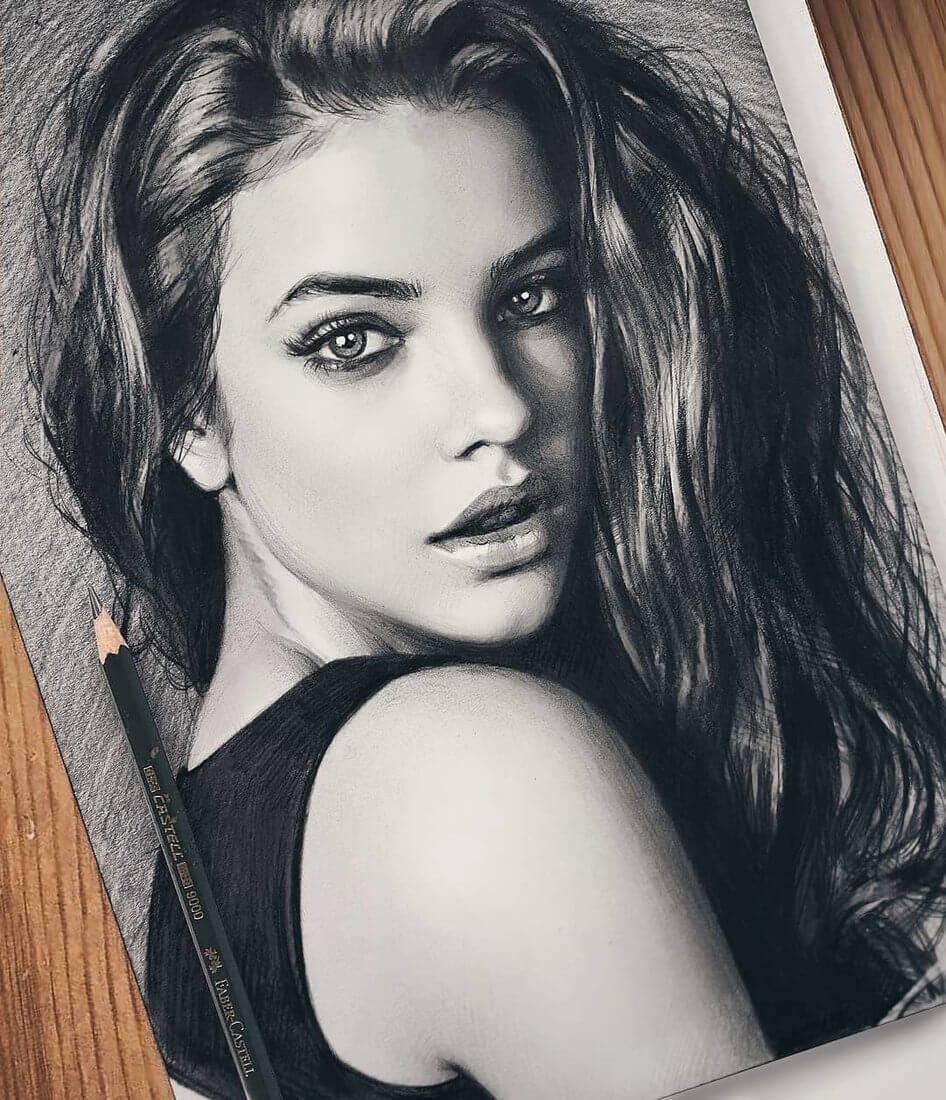 06-Barbara-Palvin-Michael-Naumets-Portraits-Drawings-of-Celebrities-and-Non-www-designstack-co
