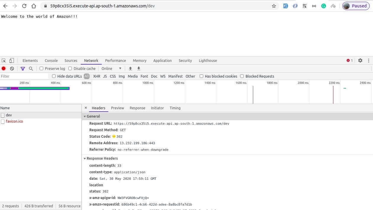 How to return a 302 with Location header using API Gateway and Lambda