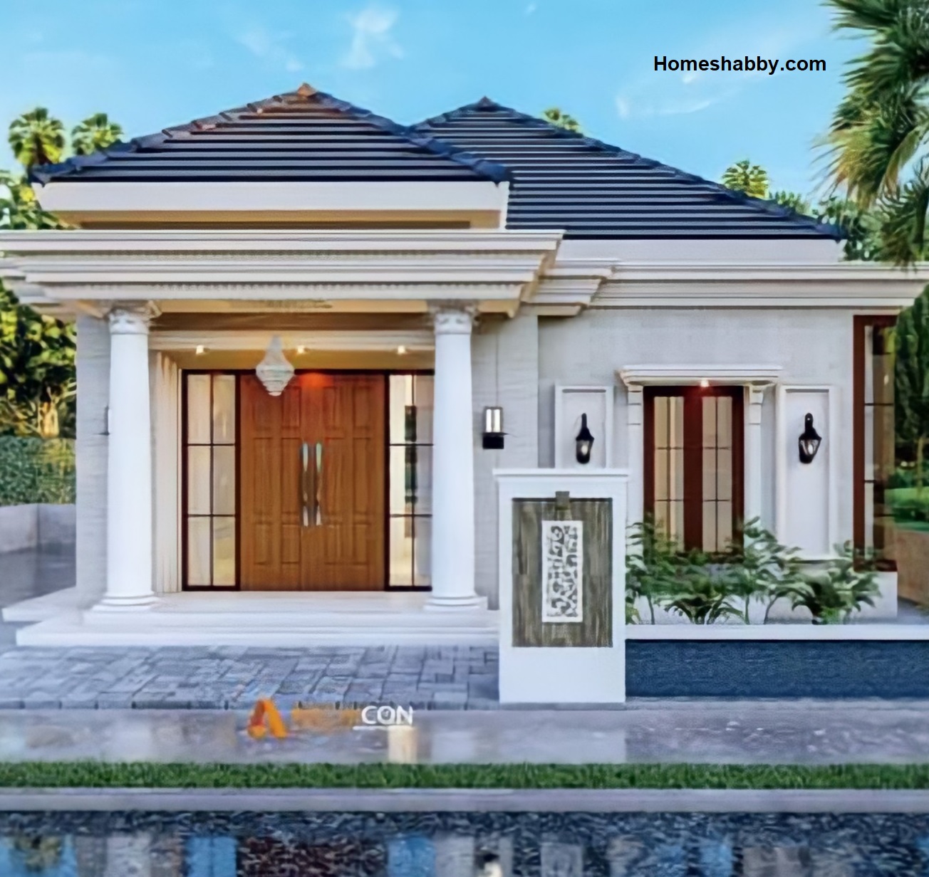 Desain Rumah Klasik Tropis 10 X 9 M Tampilan Mewah Semakin Menawan