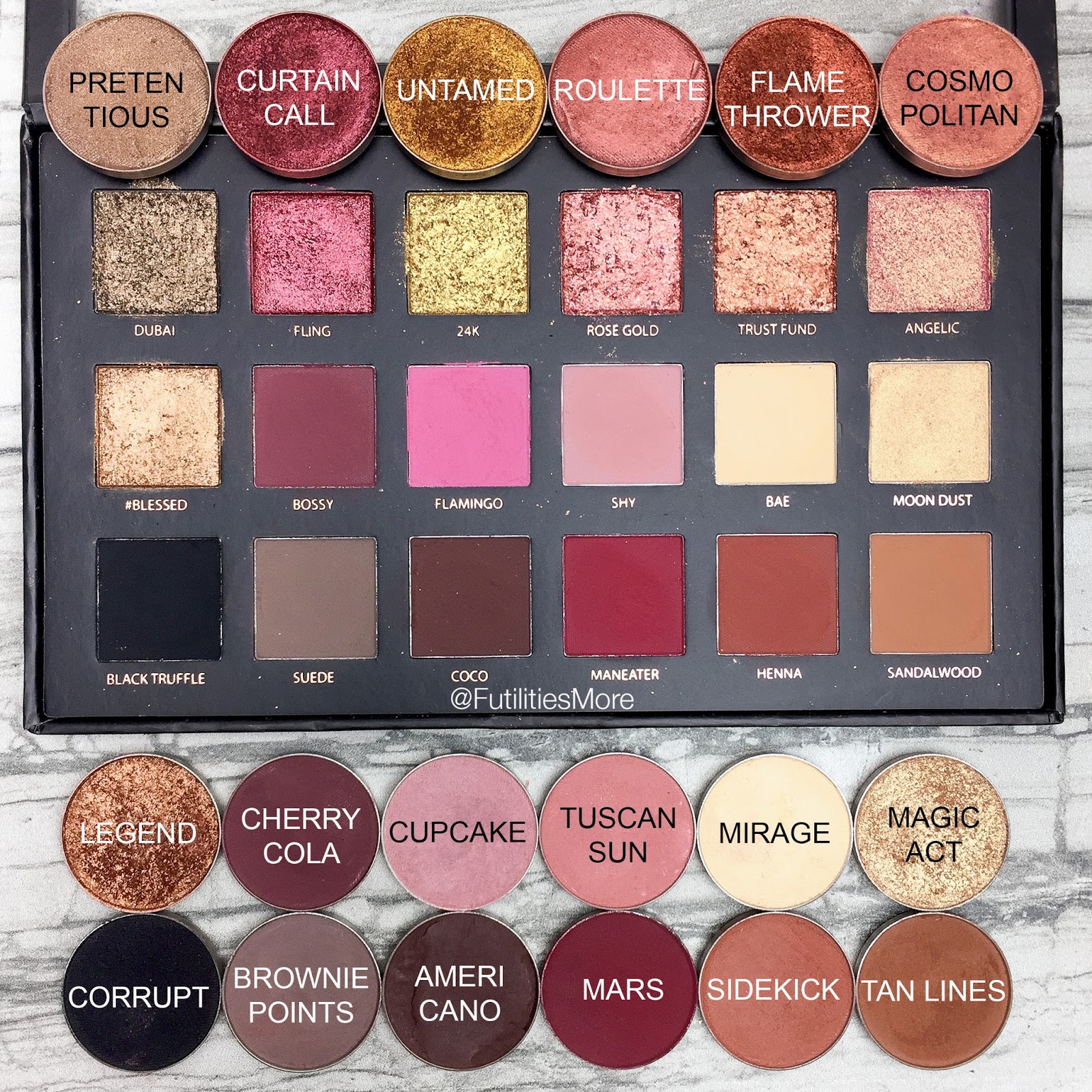 Huda Beauty Rose gold Textures shadows palette dupes with