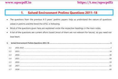 Environment UPSC Prelims Previous Years Paper