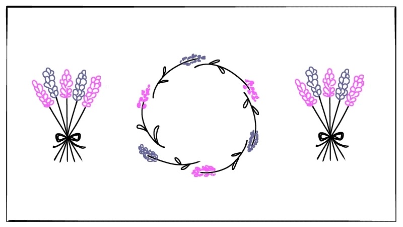 簡単なラベンダーの花のイラストの描き方