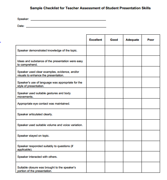 Assessment Resource Blog: Check List