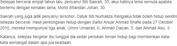 Hati Saerah Kembali Terisi Media Sensasi