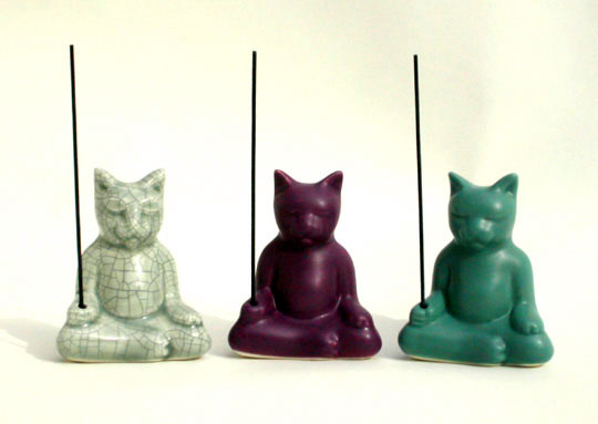 buddha cat incense burners