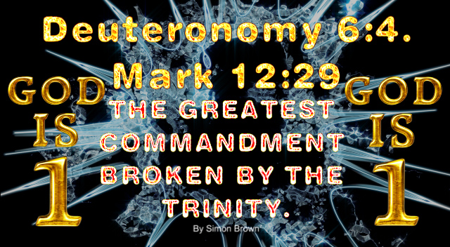 Deuteronomy 6:4. Mark 12:29. GOD is ONE. The Most IMPORTANT commandment, ignored, forsaken and BROKEN by MOST Christians everyday.